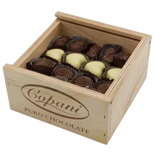 Bombones de chocolate caja de madera 250 gr